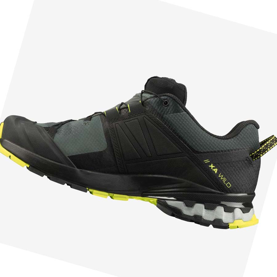 Tenis Para Trail Running Salomon XA WILD GORE-TEX Hombre Negros Verde Oliva | MX 3501GSO